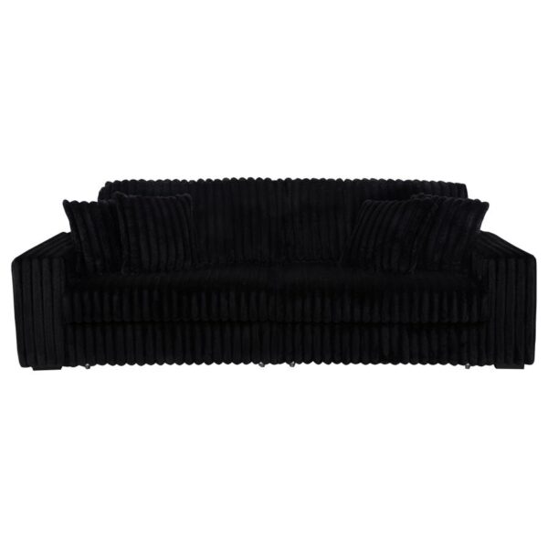 Jacana Corduroy Upholstered Dual Power Chaise Sofa Black by Coaster Furniture