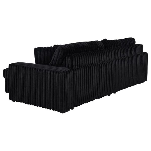 Jacana Corduroy Upholstered Dual Power Chaise Sofa Black by Coaster Furniture