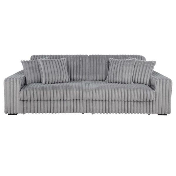 Jacana Corduroy Upholstered Dual Power Chaise Sofa Gray by Coaster Furniture