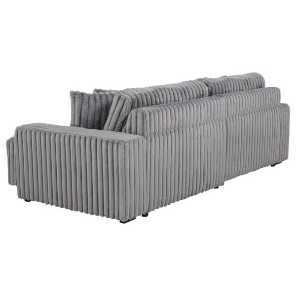 Jacana Corduroy Upholstered Dual Power Chaise Sofa Gray by Coaster Furniture