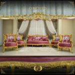 Handmade Gold Magenta Orchid Sofa 18