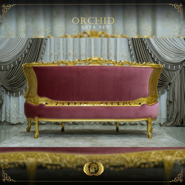 Handmade Gold Magenta Orchid Sofa 11