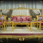 Handmade Gold Magenta Orchid Sofa Set 24