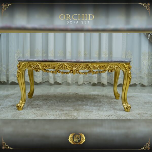Handmade Gold Magenta Orchid Coffee Table 7
