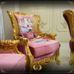 Handmade Gold Magenta Orchid Sofa Set 31