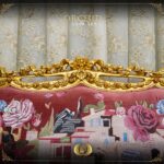 Handmade Gold Magenta Orchid Sofa 19