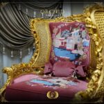Handmade Gold Magenta Orchid Sofa Set 28
