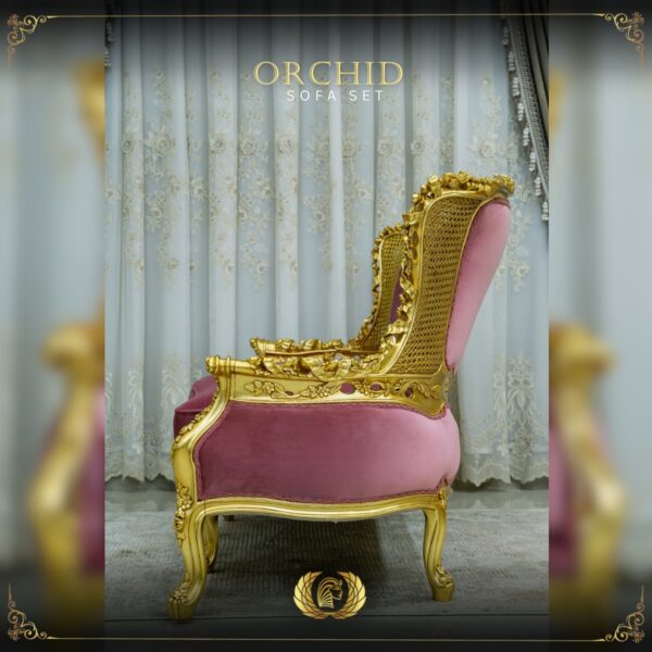 Handmade Gold Magenta Orchid Chair 14