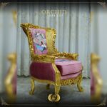 Handmade Gold Magenta Orchid Chair 20