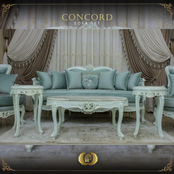 5Pcs Handmade Pearl Mint Green Concord Sofa Set 15