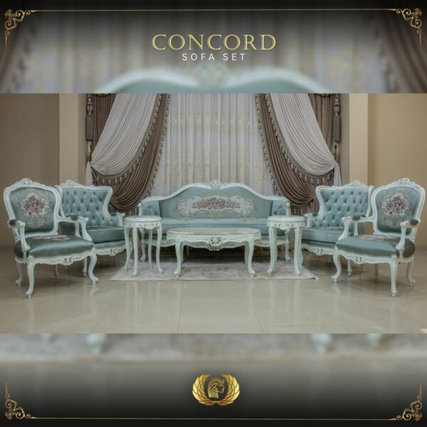 5Pcs Handmade Pearl Mint Green Concord Sofa Set 14