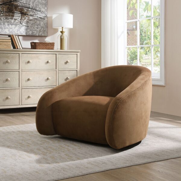 Zoey Accent Chair with Swivel in Chocolate Suede AC03804 By ACME 9
