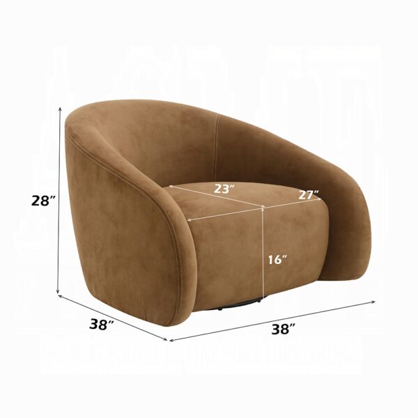 Zoey Accent Chair with Swivel in Chocolate Suede AC03804 By ACME 12