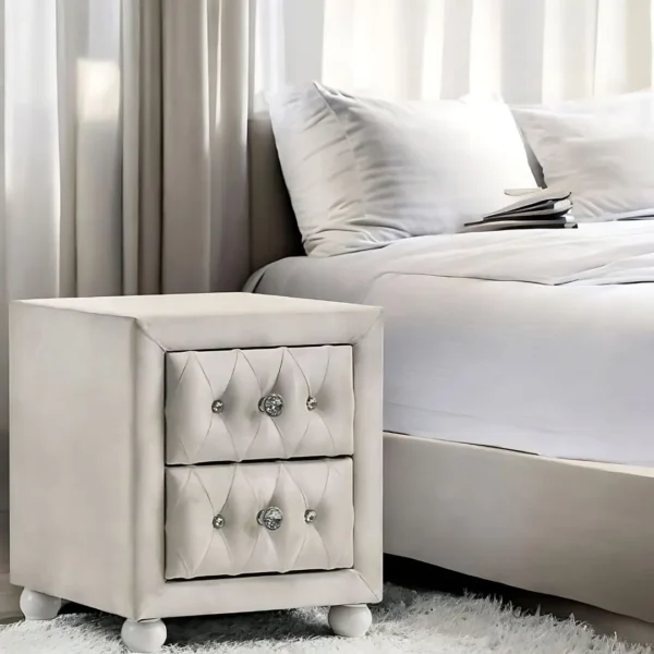 Reggie Nightstand in Beige Fabric Finish BD04503 By ACME - Image 2