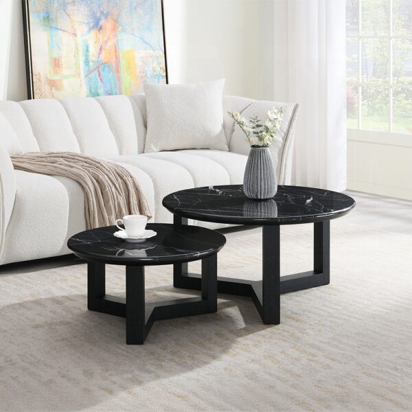 Dara Natural Marble Top Round Coffee Table LV03635 By ACME 10