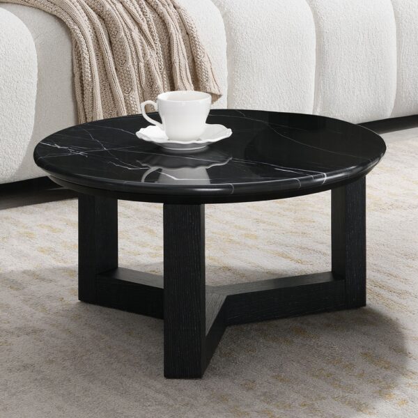 Dara Natural Marble Top Round Coffee Table LV03635 By ACME 7
