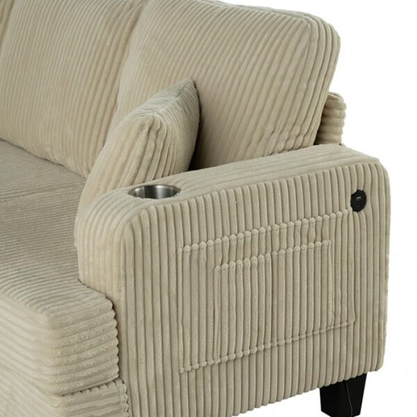 Moretaine Beige Corduroy Sofa SL6932BG-SF-PK by Furniture of America 11