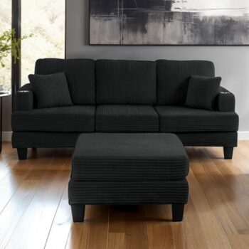 Moretaine Contemporary Black Sofa SL6932BK-SF-PK by Furniture of America