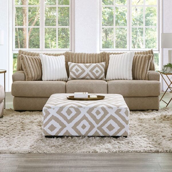 Loughlin Sofa  Light Brown Chenille Sofa SM5193-SF  By Furniture of America 6