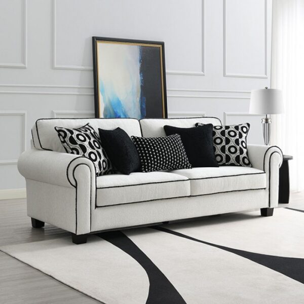 Viviani Transitional White Chenille Sofa FM61007WH-SF  by Furniture of America 10