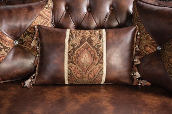 Palencia Traditional Dark Cherry and Brown Sofa FM65005BR-SF by Furniture of America 13