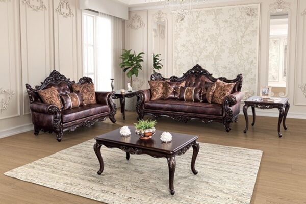 Palencia Traditional Dark Cherry and Brown Sofa FM65005BR-SF by Furniture of America 10