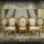 Handmade Gold Beige Opera Dining Table Set 26