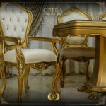 Handmade Gold Beige Opera Dining Table Set 35