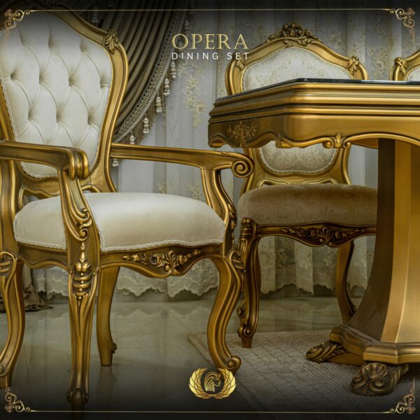 Handmade Gold Beige Opera Dining Table Set 24