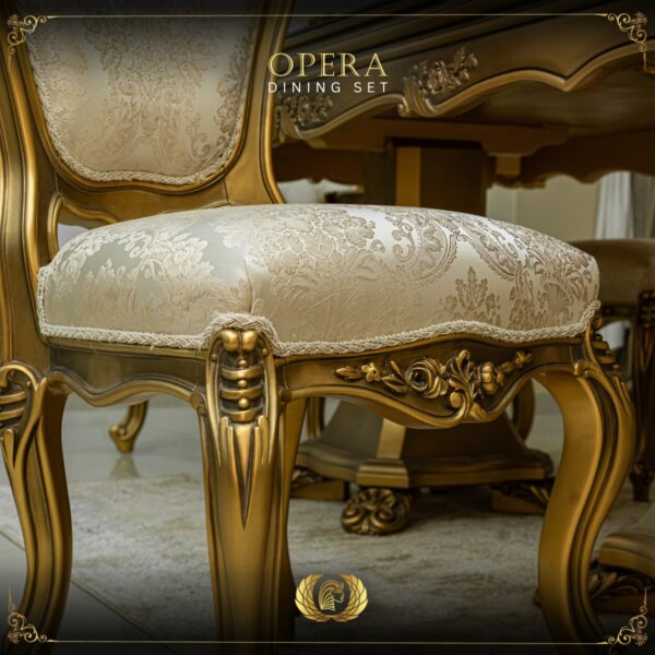 Handmade Gold Beige Opera Dining Table Set 21
