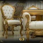 Handmade Gold Beige Opera Dining Arm Chair 19