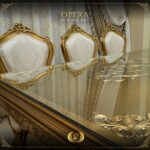 Handmade Gold Beige Opera Dining Table Set 33