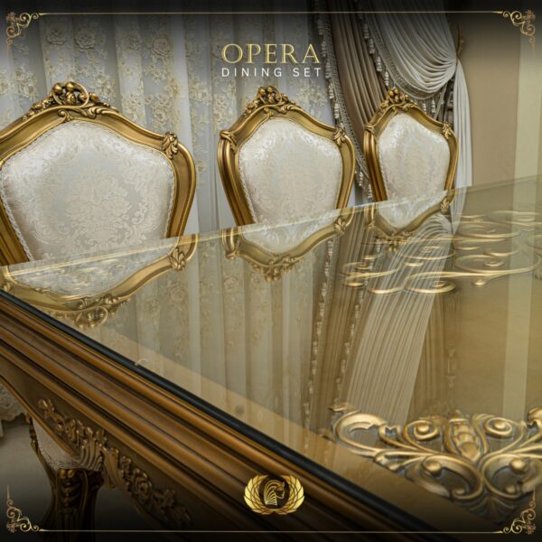 Handmade Gold Beige Opera Dining Table Set 22