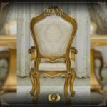 Handmade Gold Beige Opera Dining Arm Chair 17