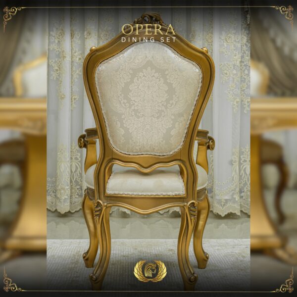 Handmade Gold Beige Opera Dining Arm Chair 11