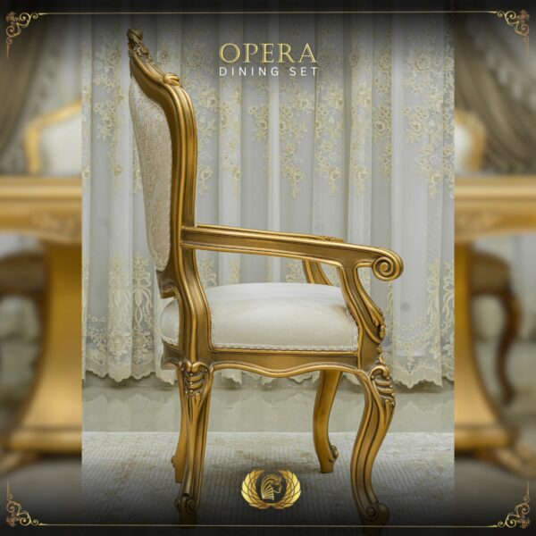 Handmade Gold Beige Opera Dining Arm Chair 12