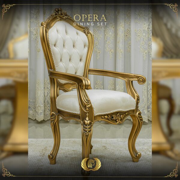 Handmade Gold Beige Opera Dining Table Set 19