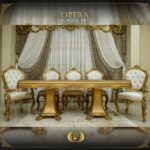 Handmade Gold Beige Opera Dining Table Set 27