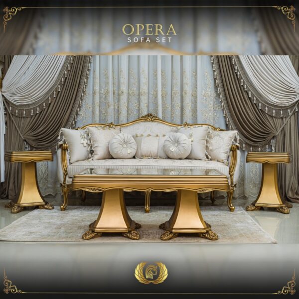Handmade Gold Beige Opera End Table 9