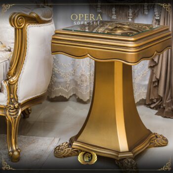 Handmade Gold Beige Opera End Table
