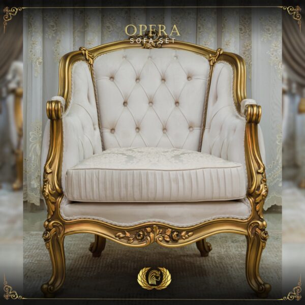 Handmade Gold Beige Opera Chair 11