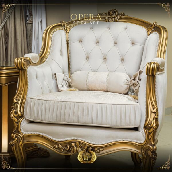 Handmade Gold Beige Opera Chair 14