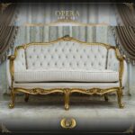 Handmade Gold Beige Opera Loveseat 11
