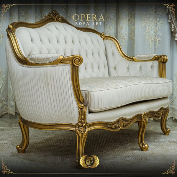 Handmade Gold Beige Opera Loveseat 8