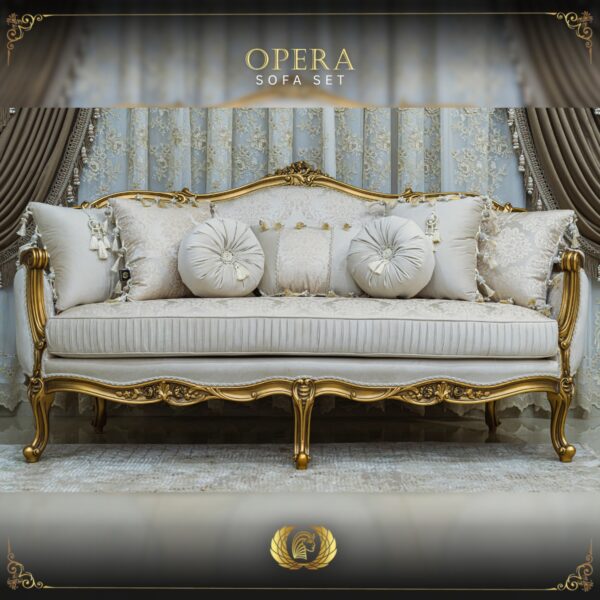 Handmade Gold Beige Opera Sofa 8