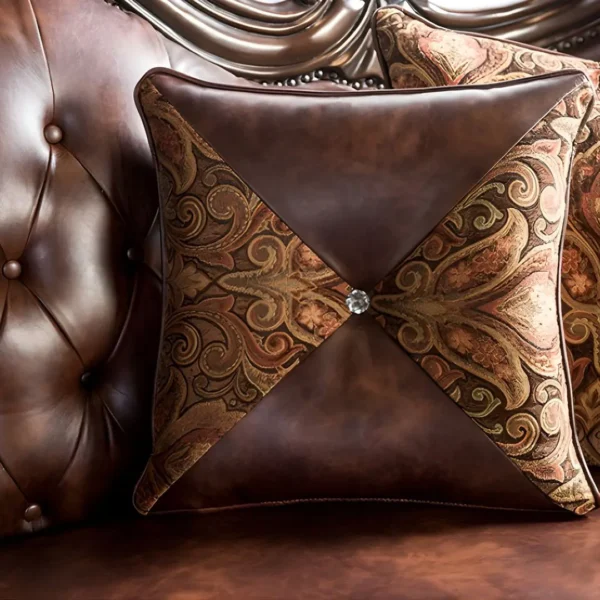 Palencia Traditional Dark Cherry and Brown Sofa FM65005BR-SF by Furniture of America - Image 6