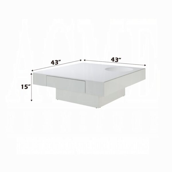 Khaim White High Gloss Square Coffee Table LV03070 By ACME 6