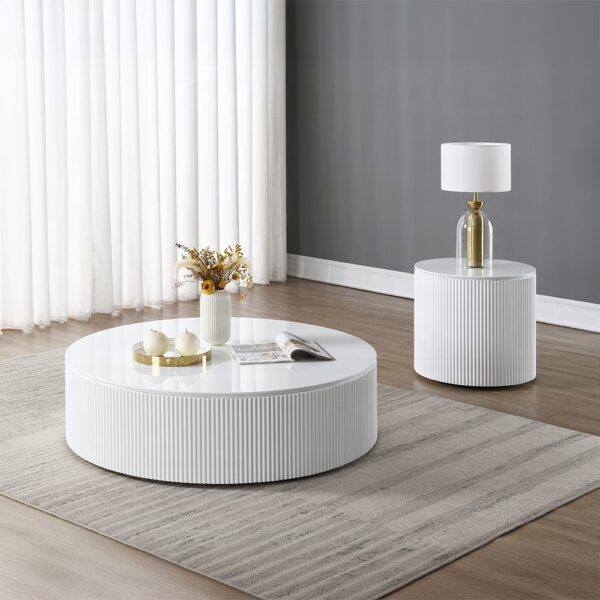 Dyllan White High Gloss Round End Table LV03136 By ACME 8