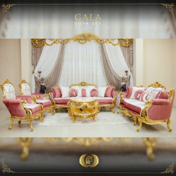 4Pcs Handmade Gold Peach Gala Sofa Set