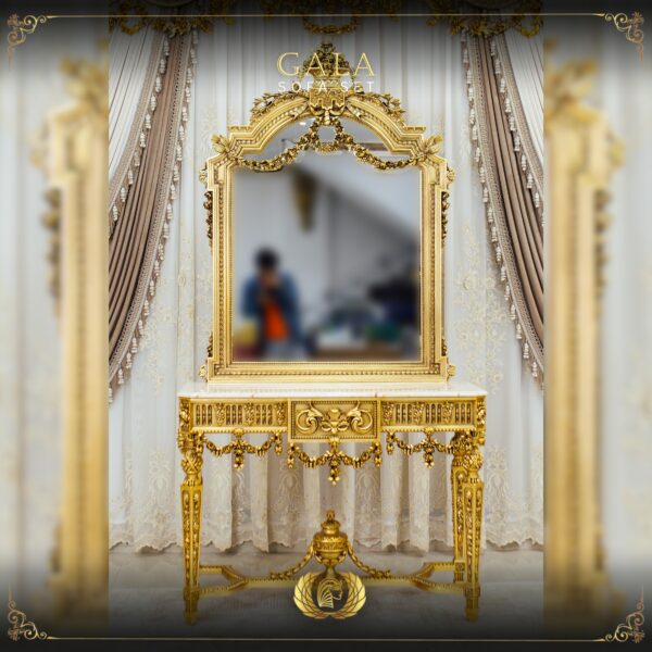Handmade Gold Peach Gala Console table with Mirror 11